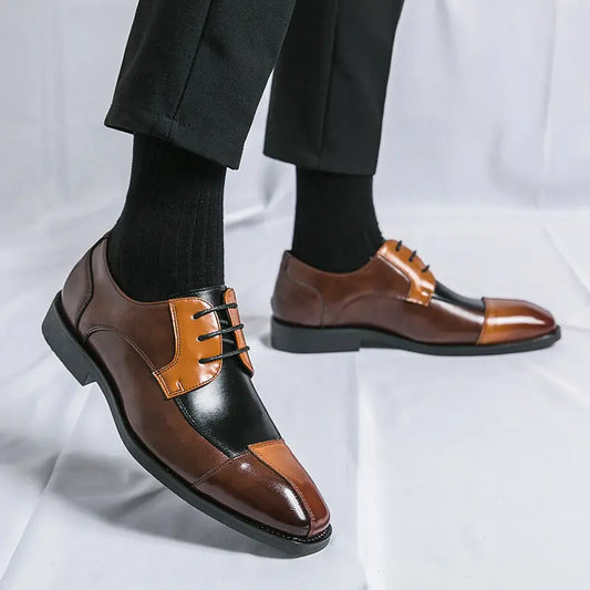Color Matching Business Formal Wear Leather Shoes Dropshipman