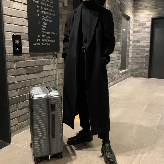 Thickened Belt Woolen Coat Men Dropshipman