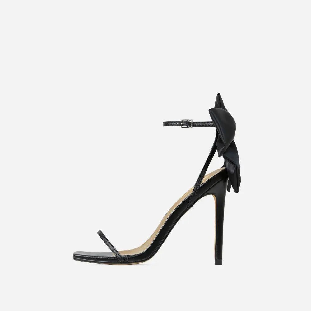 Rhinestone Stiletto Sandals With Back Bow