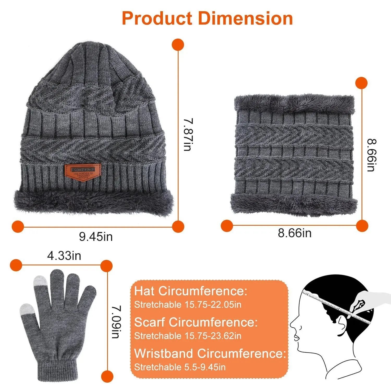 3Pcs Winter Knitted Hat Scarf Gloves Winter Warm Beanie And Touch Screen Gloves Scarf Set Knit Beanie Skull Cap Neck Warmer Mittens For Men Women Cjdropshipping