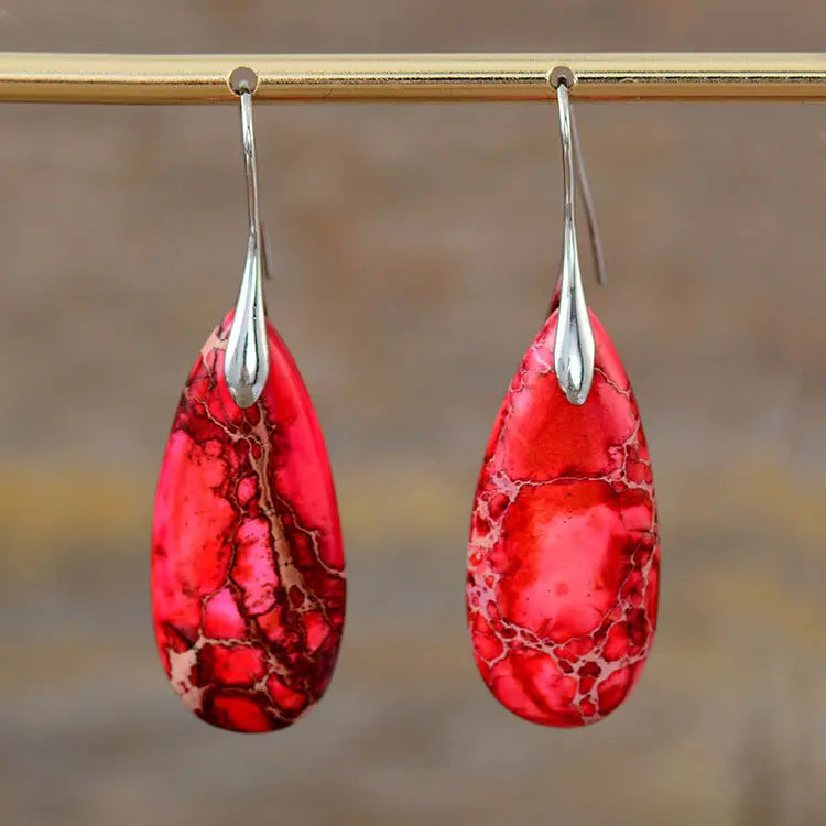 Bohemian Emperor Stone Water Drop Earrings Natural Stone Ornament Jewelry JNi3 shop