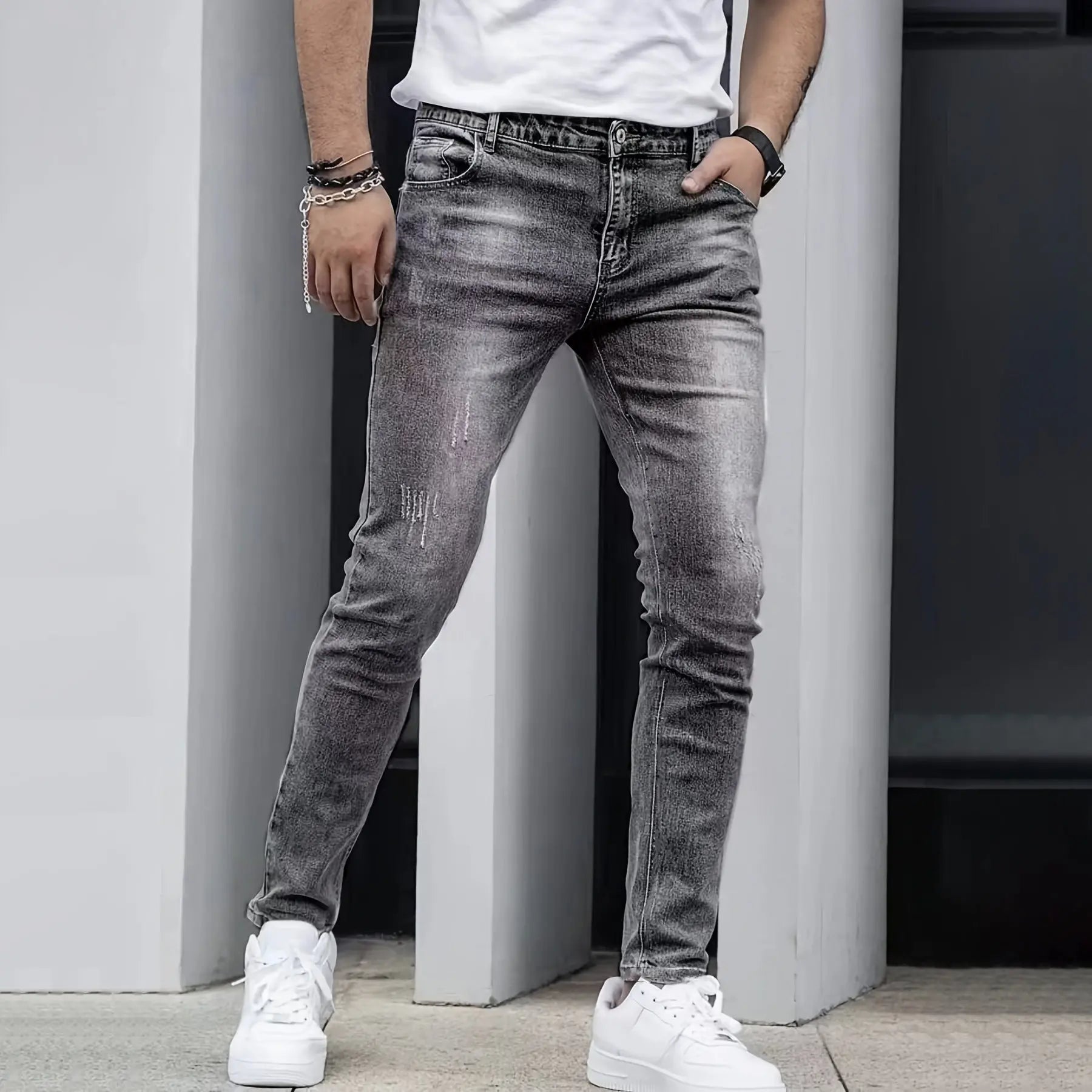 Stretch Men's Casual Solid Color Jeans Dropshipman