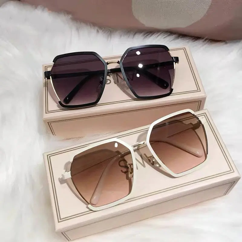 Vintage Half-Frame Oversize Metal Square Eyewear Uv400 Women UV Protection Sunglasses Cjdropshipping