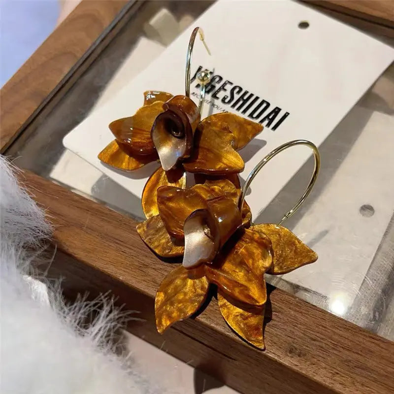 Vintage Acrylic Flower Exaggerated Earrings Cjdropshipping
