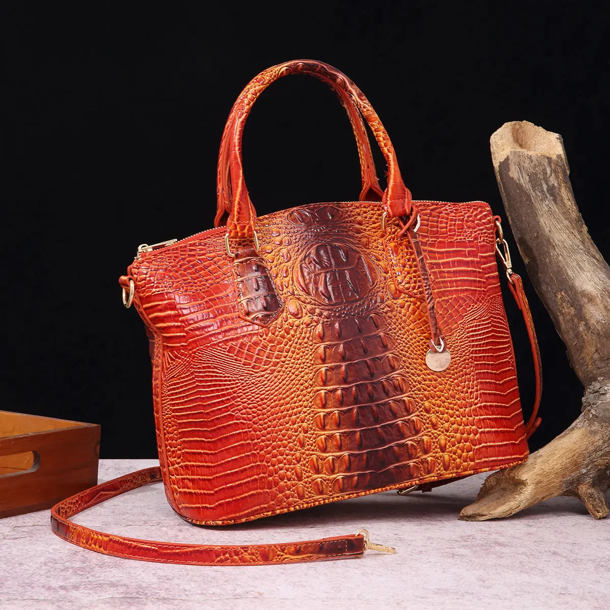Women's Retro Crocodile Pattern Portable Messenger Bag Cjdropshipping