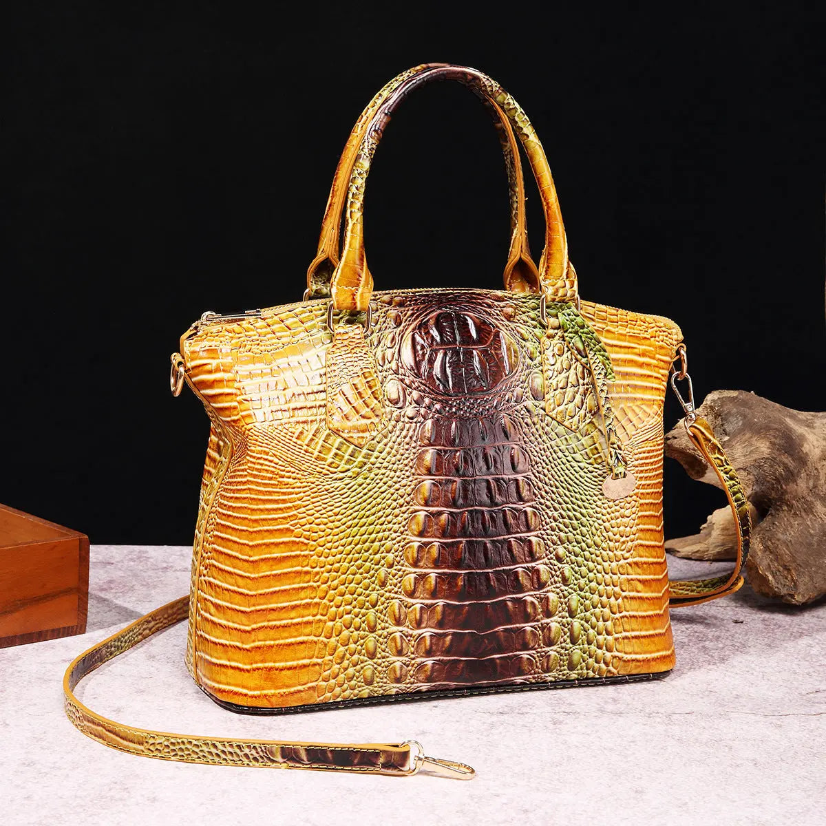 Women's Retro Crocodile Pattern Portable Messenger Bag Cjdropshipping