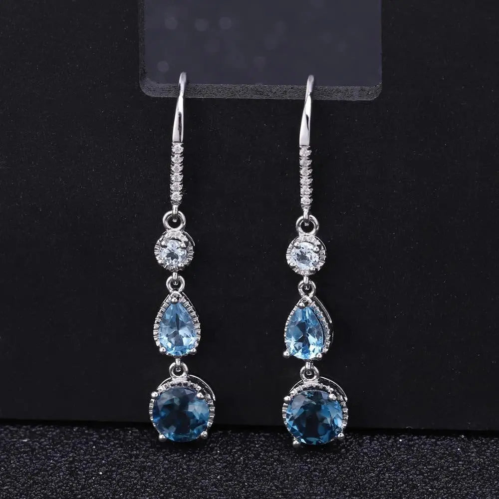 Fashionable Elegant Natural Gemstone Earrings S925 Silver - JNi3 shop