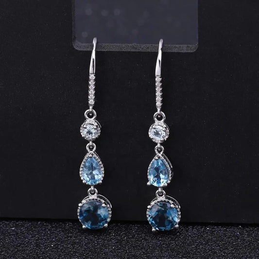 Fashionable Elegant Natural Gemstone Earrings S925 Silver - JNi3 shop