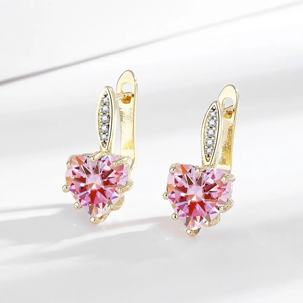 All-matching Fashion Multicolor Heart-shaped Zircon Earrings JNi3 shop