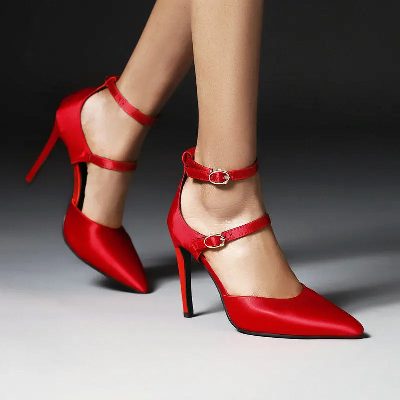 Hollow Women's Shoes Buckle Strap Stiletto Heel Pumps Cjdropshipping