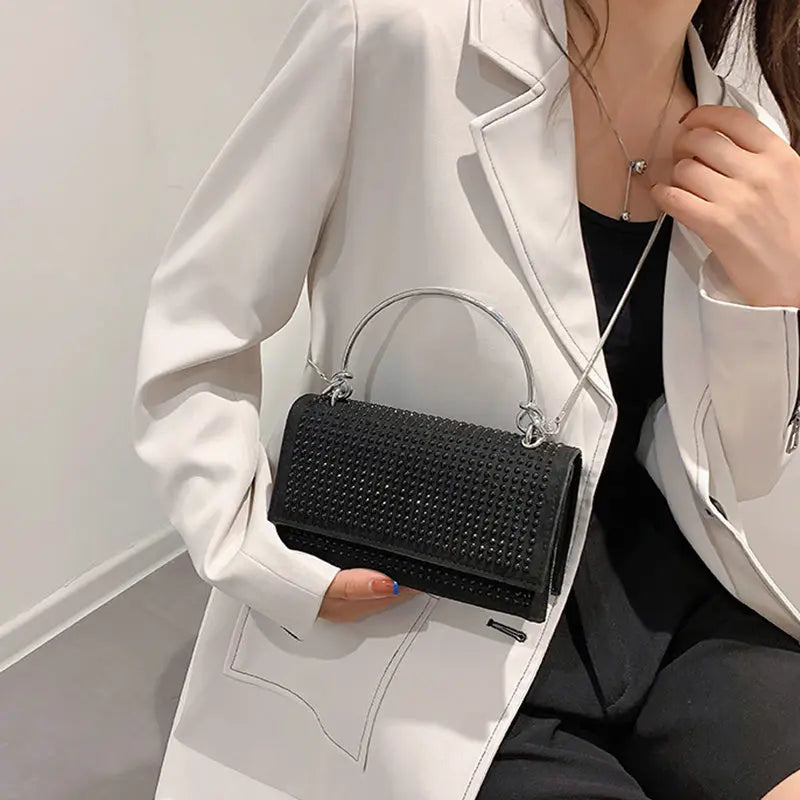 Chain Crossbody Bag Women Handbag Glitter Crystals Plain Daily Silver Black Shoulder Bag Cjdropshipping