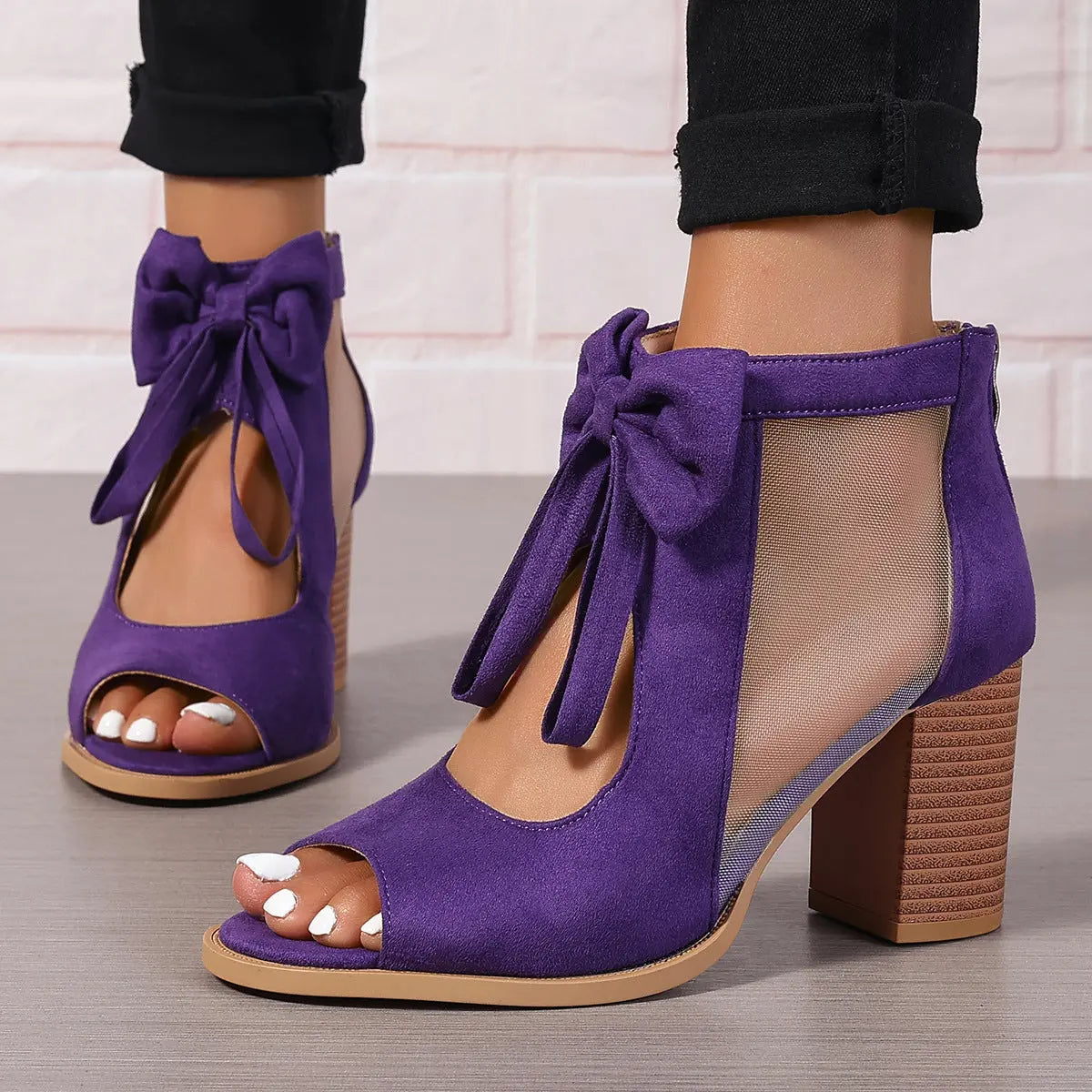 Platform Chunky High Heels Women's Sandals Bow Decoration Open Toe Block Ankle Strap Sandals Cjdropshipping
