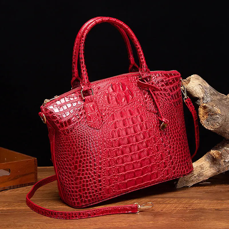 Women's Retro Crocodile Pattern Portable Messenger Bag Cjdropshipping