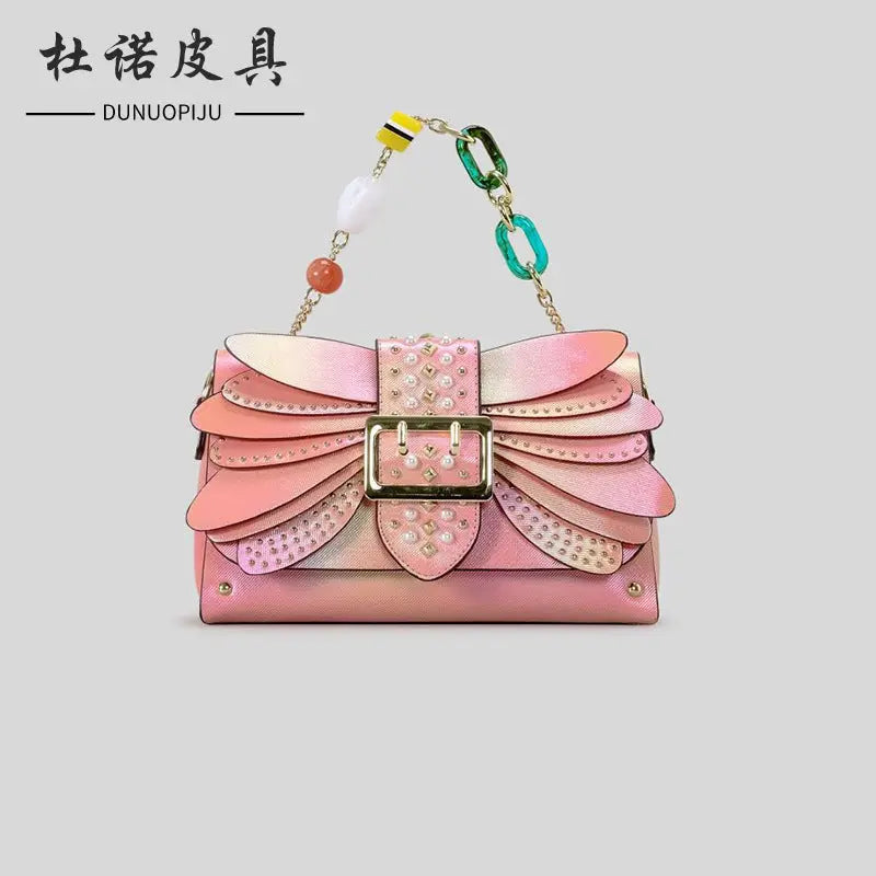 Contrast Color Heavy Industry Manual Rivet Butterfly Wings Handbag Cjdropshipping