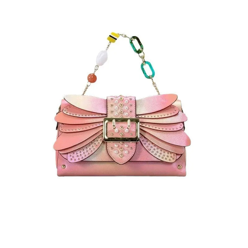 Contrast Color Heavy Industry Manual Rivet Butterfly Wings Handbag Cjdropshipping