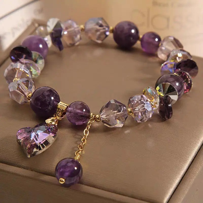 Purple Heart Crystal Bracelet Fashion Elegant Natural Amethyst Jewelry Cjdropshipping