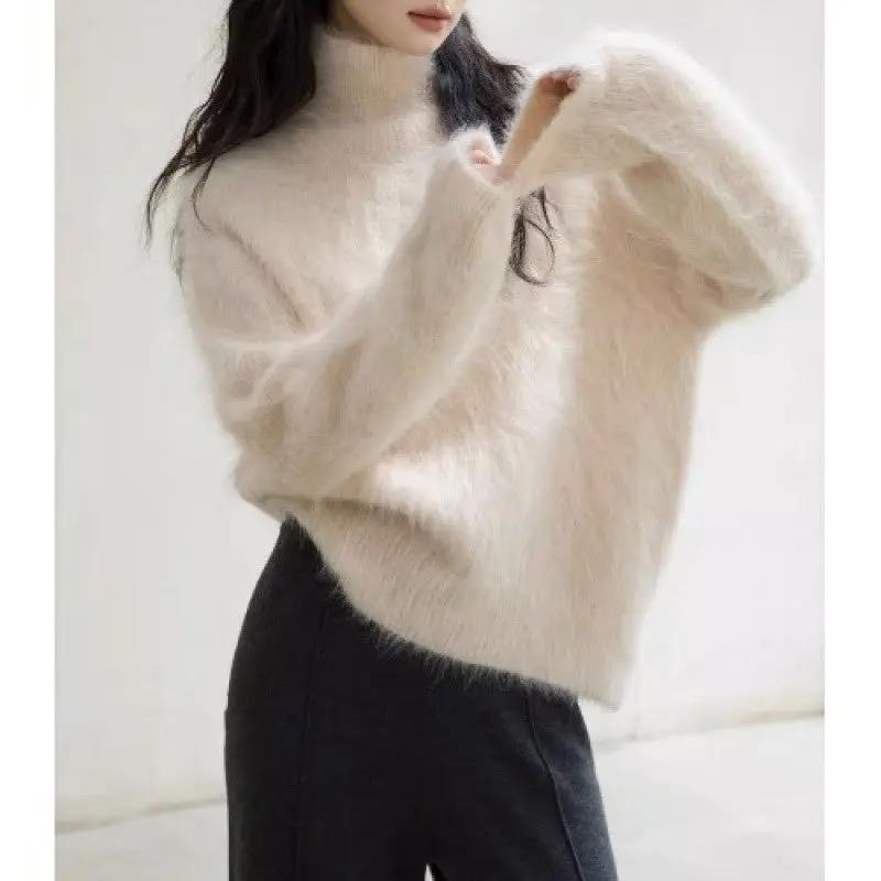 Gray Mohair Turtleneck Sweater For Women Cjdropshipping