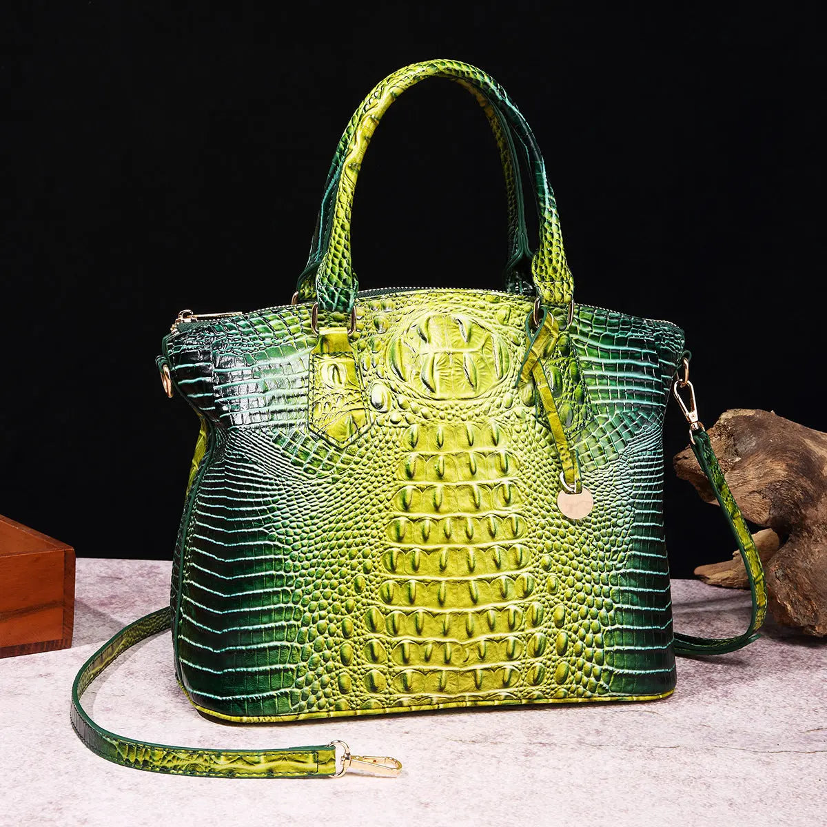 Women's Retro Crocodile Pattern Portable Messenger Bag Cjdropshipping