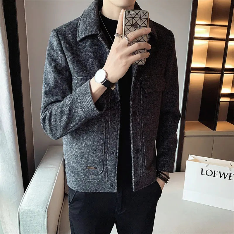 Men's Winter New Woolen Lapel Short Coat Dropshipman