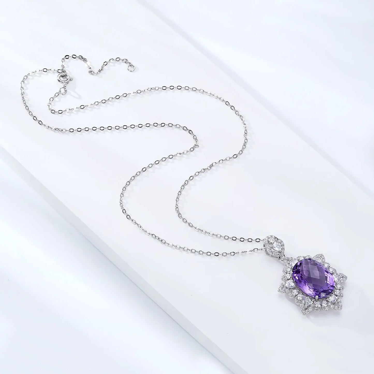 Natural Amethyst Necklace Women's 925 Silver - JNi3 shop