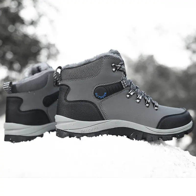 Winter Snow Boots Men Warm Plush Ankle Boots Hiking Lace-up Shoes Dropshipman