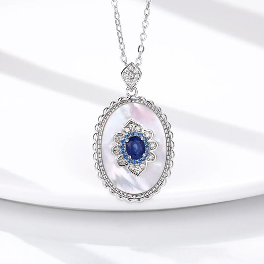 Sapphire Diamond Pendant 925 Sterling Silver Party Wedding Pendants Chain Necklace For Women Charm Jewelry - JNi3 shop