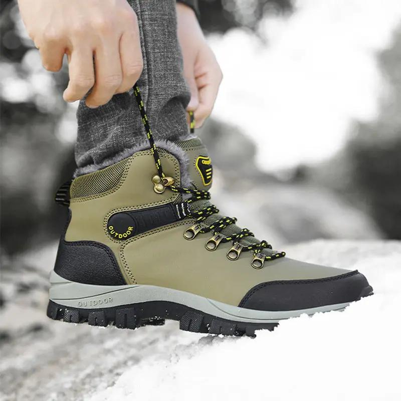 Winter Snow Boots Men Warm Plush Ankle Boots Hiking Lace-up Shoes Cjdropshipping