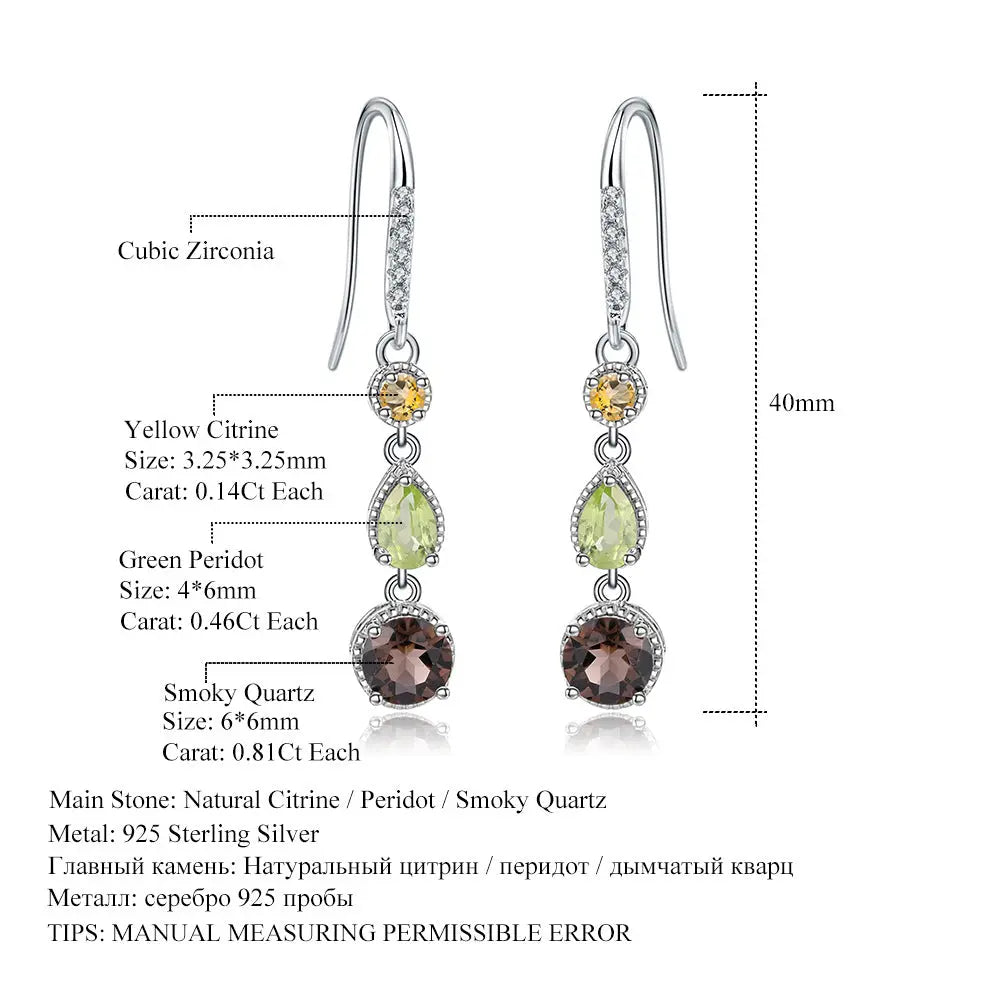 Fashionable Elegant Natural Gemstone Earrings S925 Silver - JNi3 shop