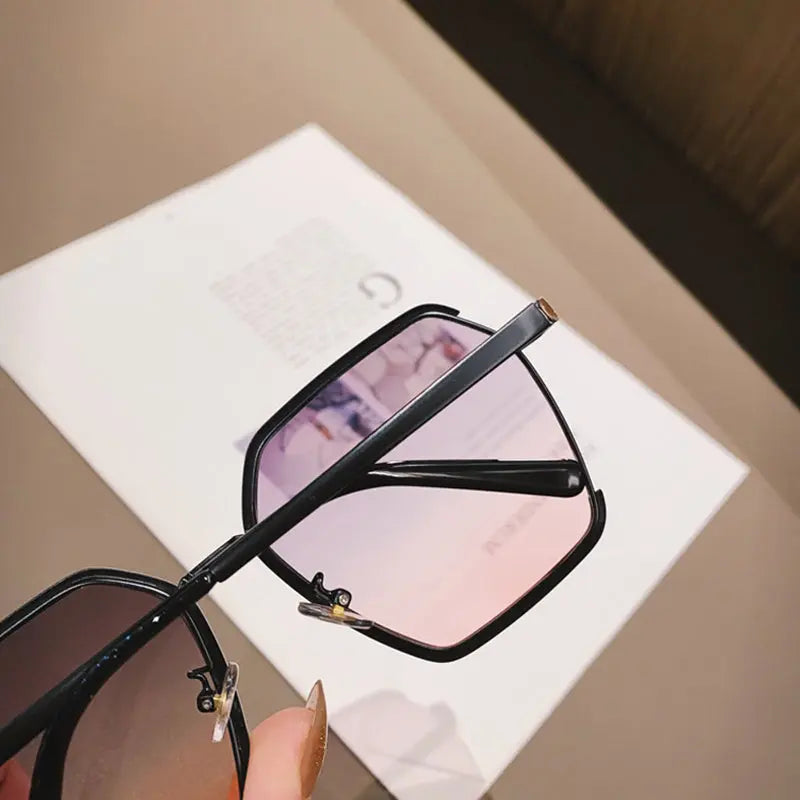 Vintage Half-Frame Oversize Metal Square Eyewear Uv400 Women UV Protection Sunglasses Cjdropshipping