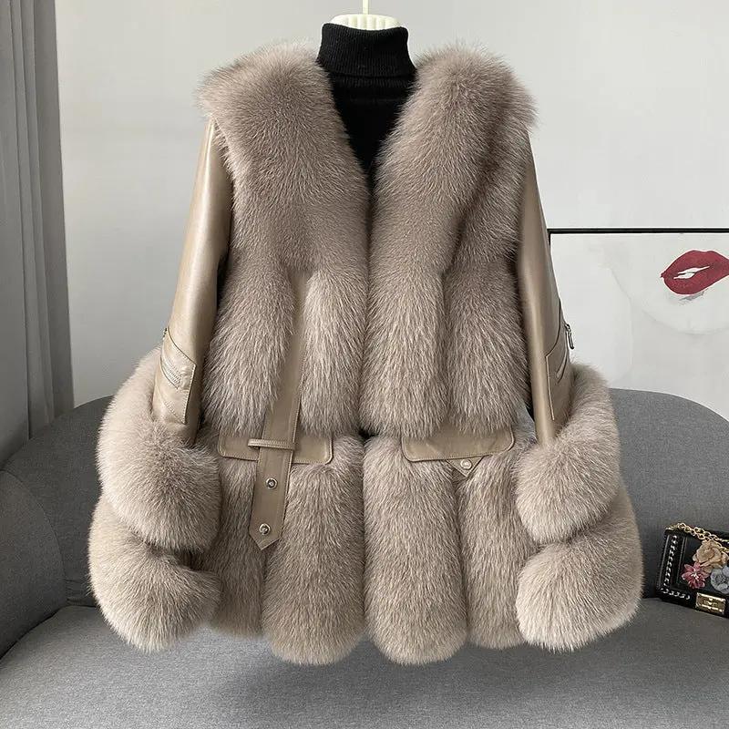 Women’s luxurious fox hair, Roman cotton Fur Coat Cjdropshipping