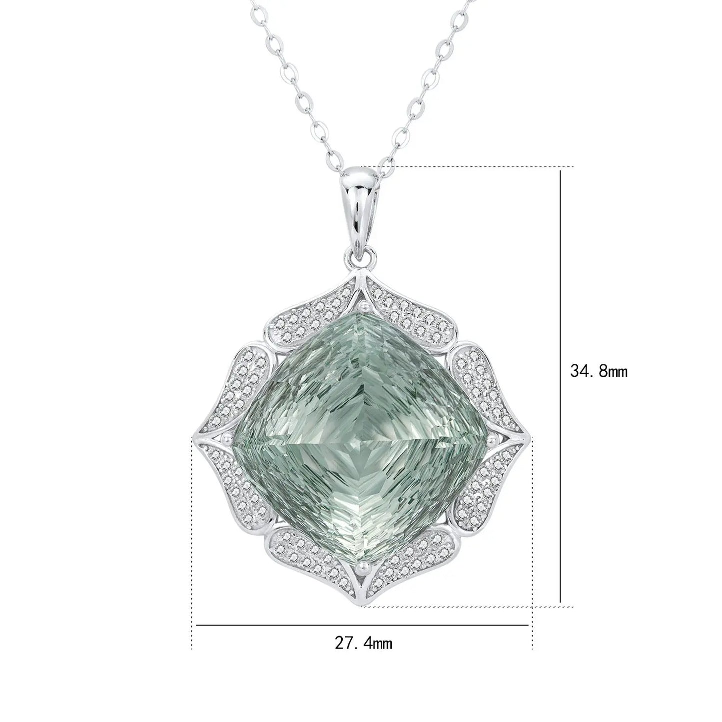 European And American Entry Lux Sweater S925 Silver Inlay Large Natural Green Crystal Pendant JNi3 shop