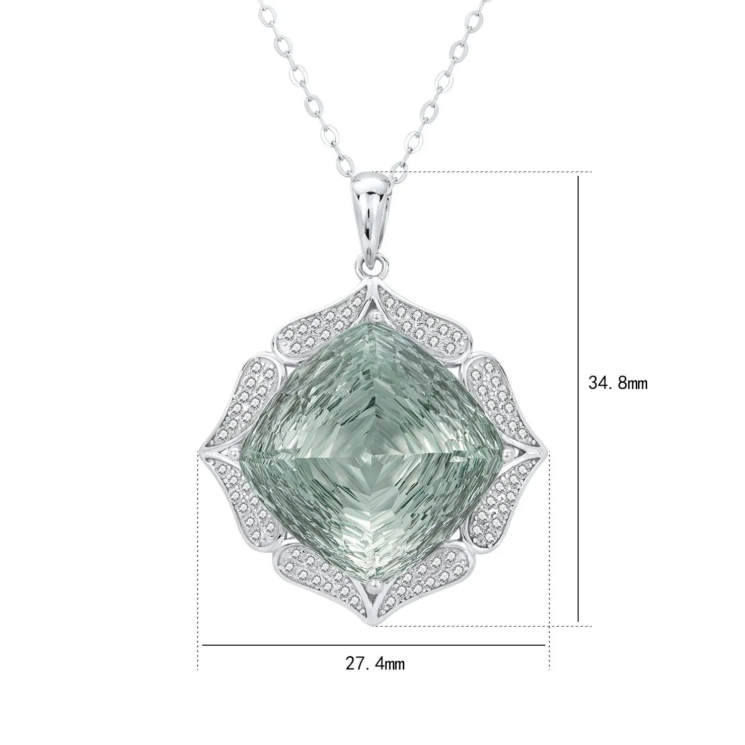 European And American Entry Lux Sweater S925 Silver Inlay Large Natural Green Crystal Pendant JNi3 shop