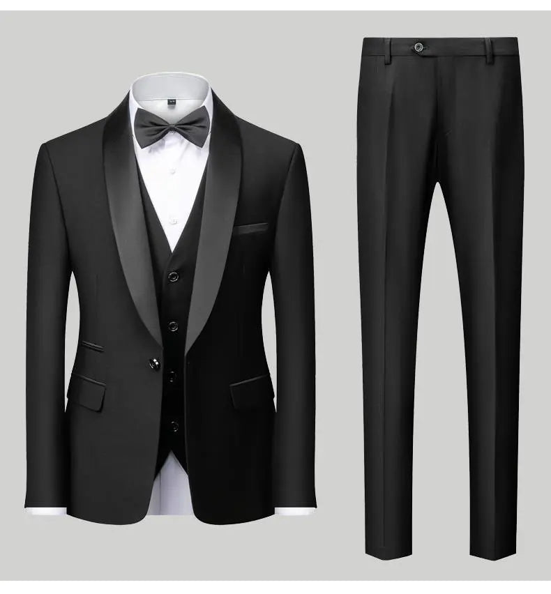 Men's Suit Set Green Fruit Collar Stage Suit Dress Host Performance Bridegroom Best Man Three-piece Suit Cjdropshipping