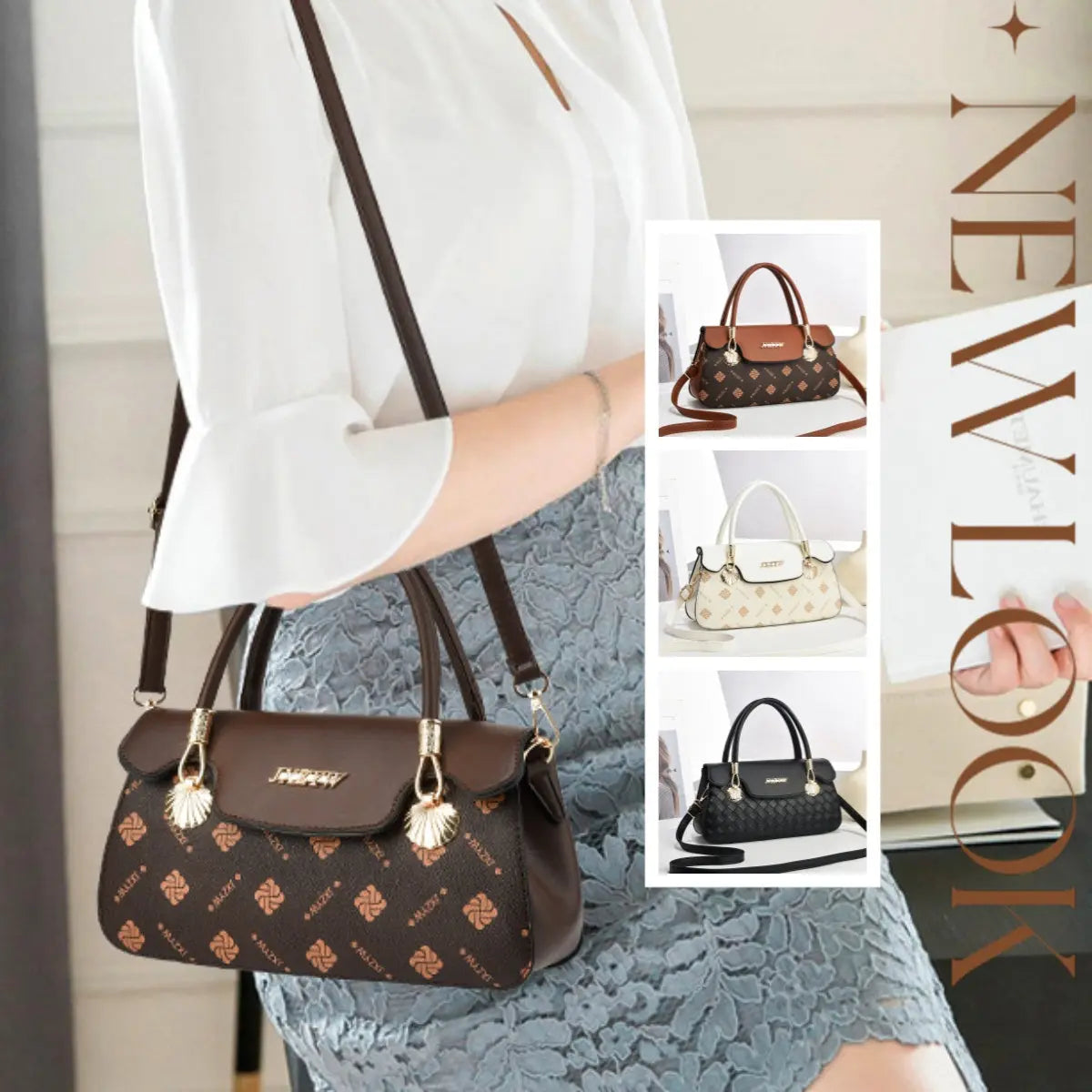 Vintage Exquisite Letter-printed Women's Handbag Fashion Printed Casual Simple Handbag Women's Cross-body Bag - JNi3 shop