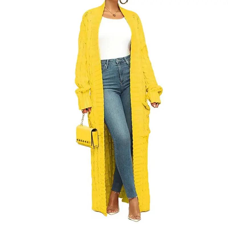Lazy Pocket Long Twist Sweater Coat null