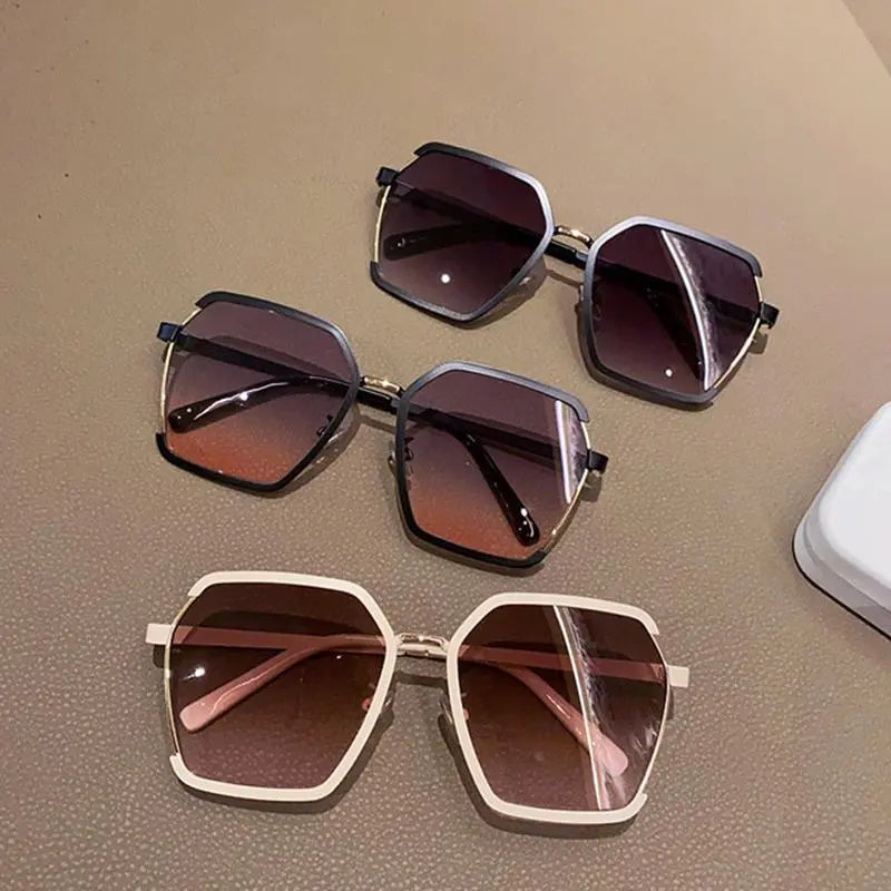 Vintage Half-Frame Oversize Metal Square Eyewear Uv400 Women UV Protection Sunglasses Cjdropshipping