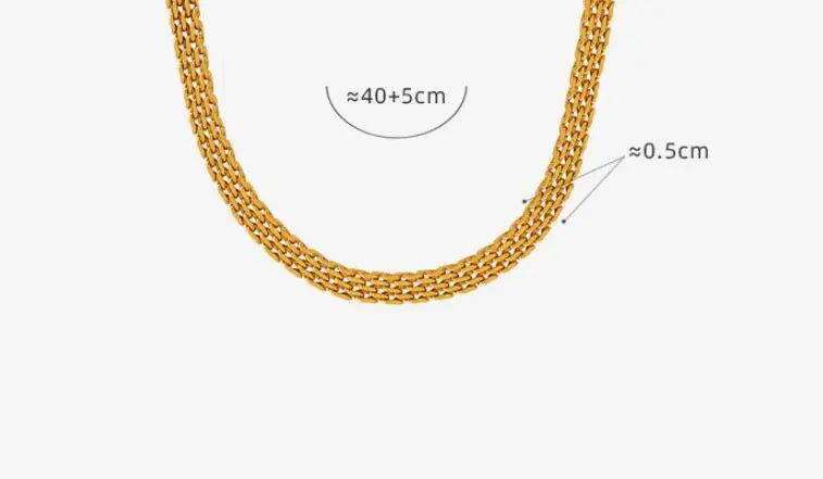 French Vintage Weave Necklace Titanium Steel 18K Gold Plating JNi3 shop