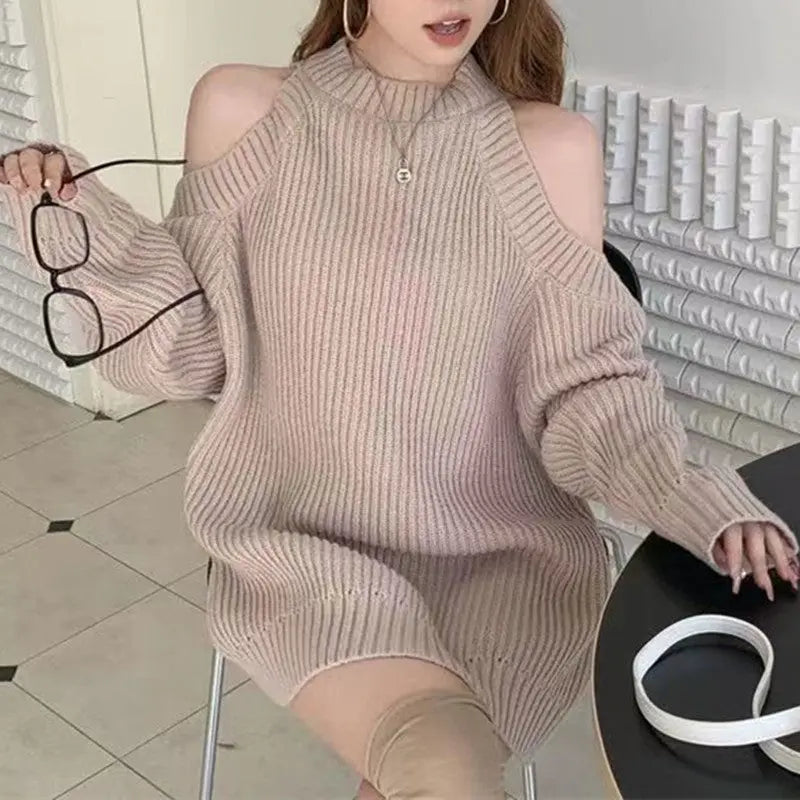 High-end Mock Neck Sweater Dress Women's Season Loose JNi3 shop