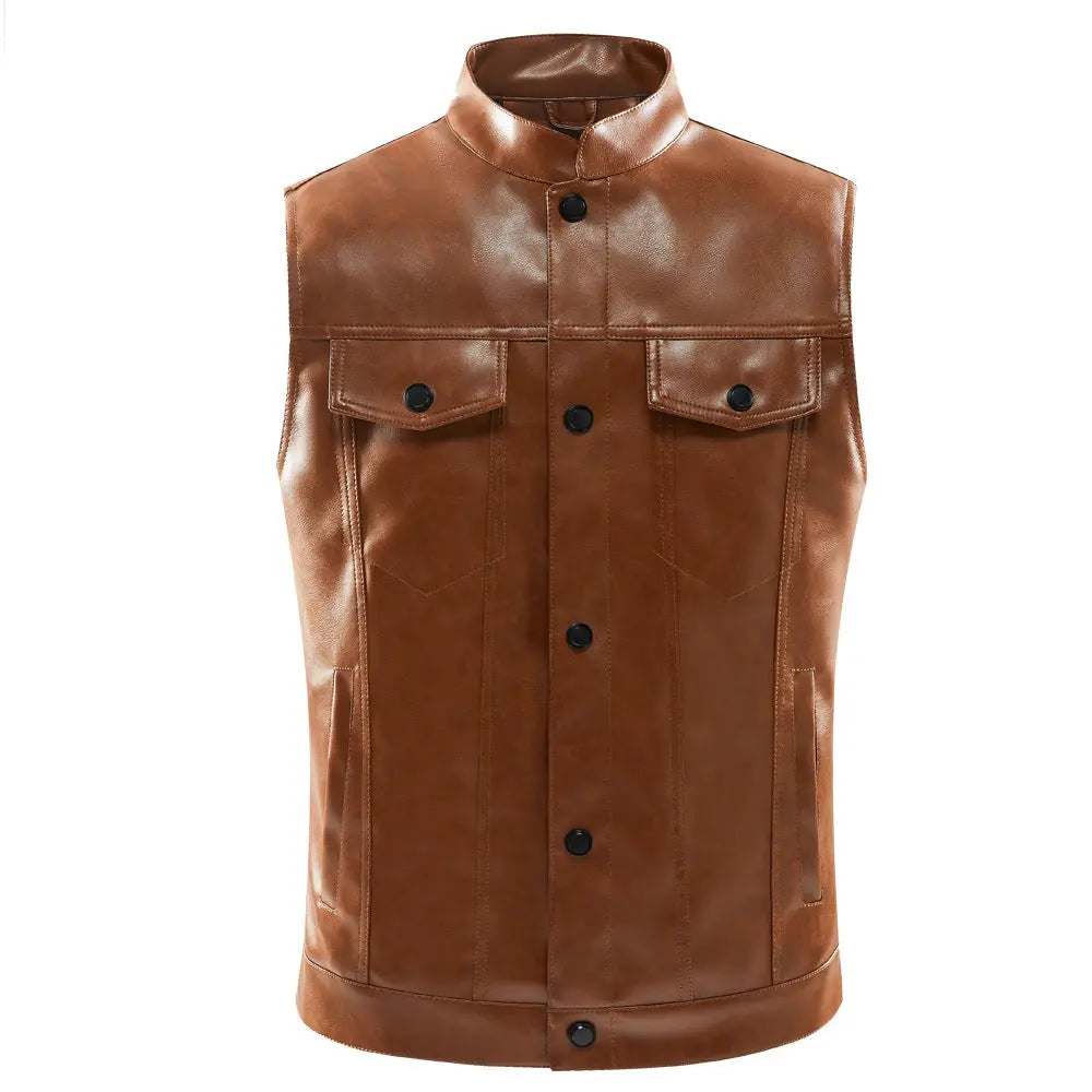 Men's Casual Multi-pocket Stand Collar Vest Coat Dropshipman