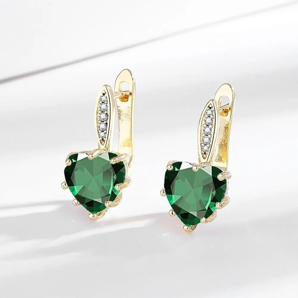 All-matching Fashion Multicolor Heart-shaped Zircon Earrings JNi3 shop