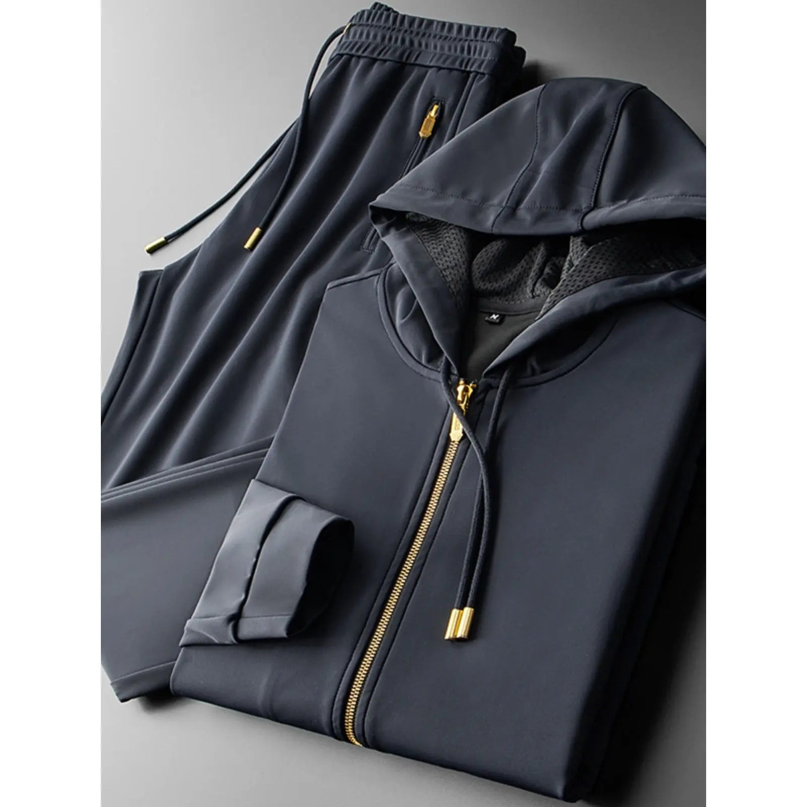 Contrast Color Men's Thickened Two-piece Suit Sweater Zipper Casual Suit JNi3 shop