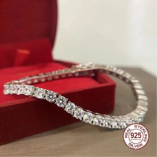S925 Silver Bracelet 17-19cm Chain Length Optional Tennis Chain - JNi3 shop