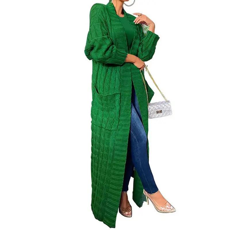 Lazy Pocket Long Twist Sweater Coat null