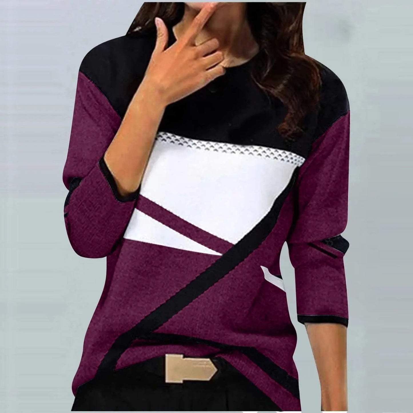 Casual Striped Long Sleeve Round Neck T-shirt Cjdropshipping