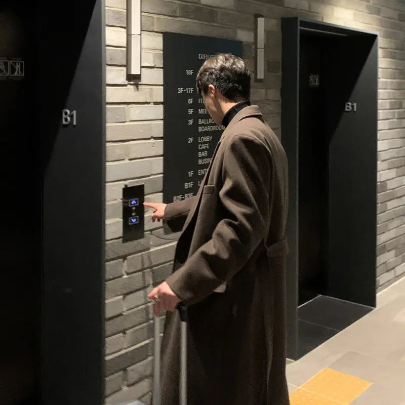 Thickened Belt Woolen Coat Men Dropshipman