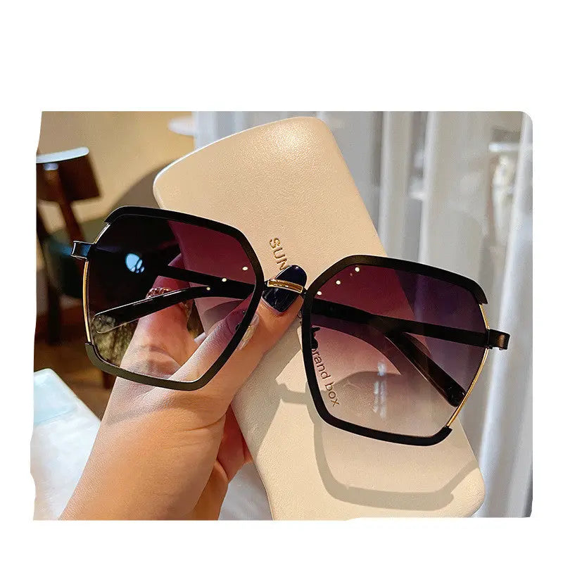 Vintage Half-Frame Oversize Metal Square Eyewear Uv400 Women UV Protection Sunglasses Cjdropshipping