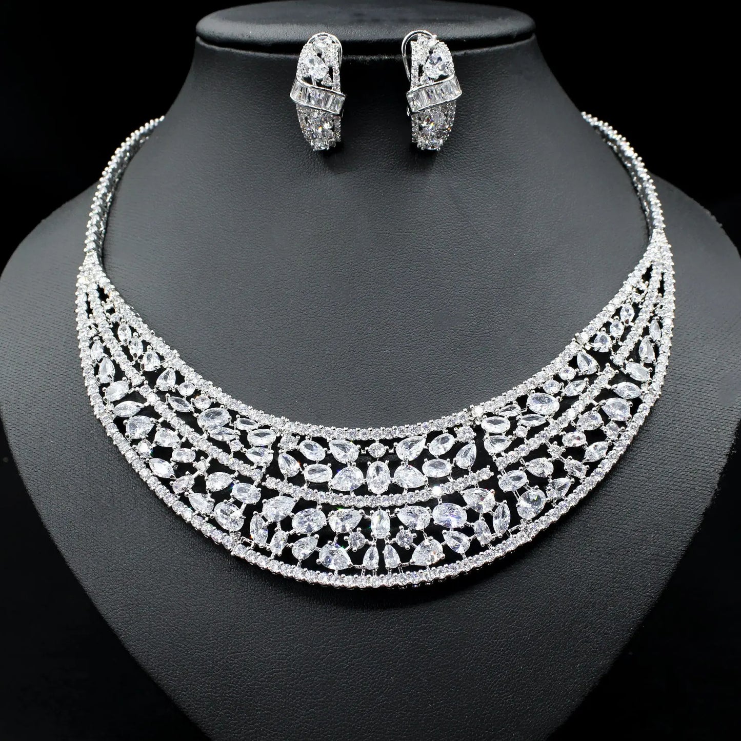 Oversized Bridal Emerald Earrings Necklace Set Cjdropshipping