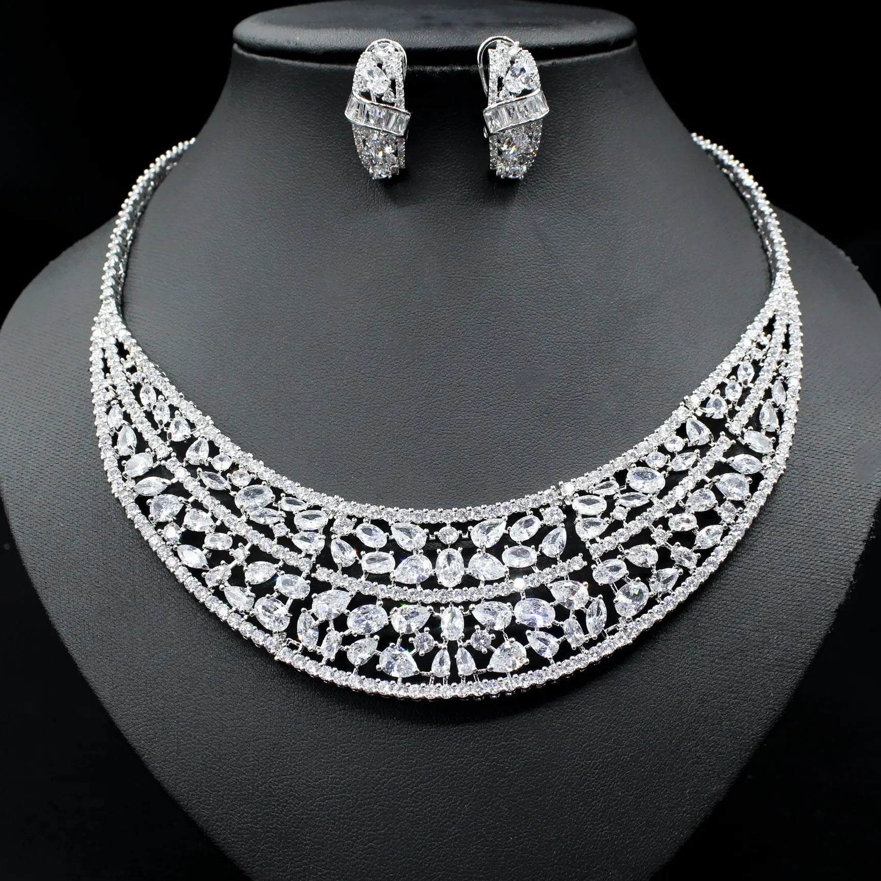 Oversized Bridal Emerald Earrings Necklace Set Cjdropshipping