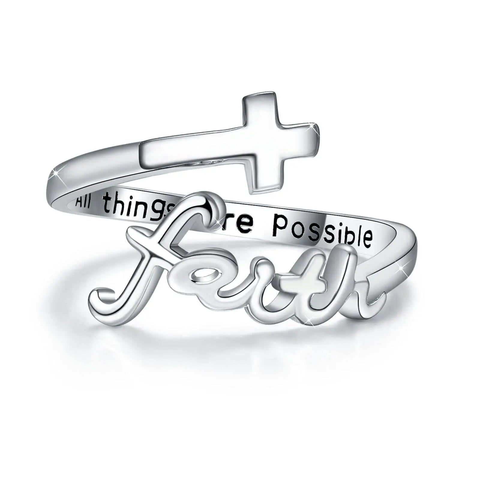 Cross Ring 925 Sterling Silver Faith Adjustable Open Ring Jewelry for Mother Women Men Women Gifts Cjdropshipping