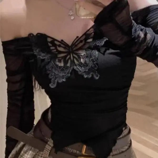 New Shirt Women's Butterfly Embroidery JNi3 shop